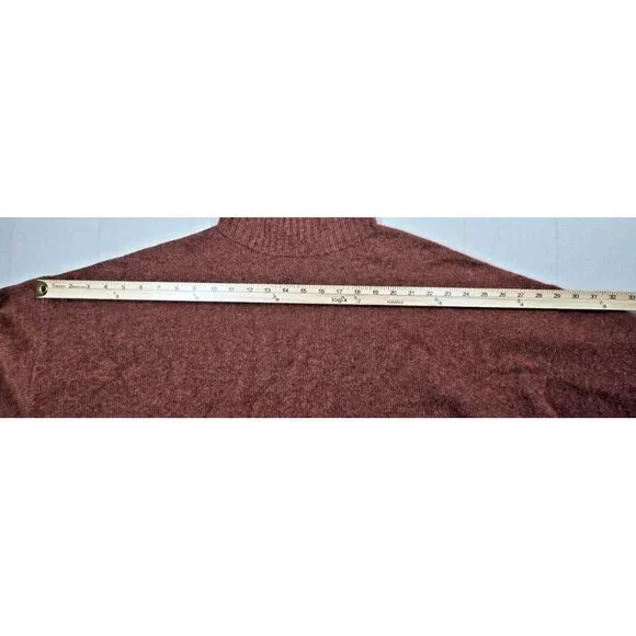 Poetry Cashmere Sweater Women’s 14 Brown Slim Funnel Neck Pullover Quiet Luxury - Picture 15 of 16